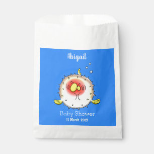 Funny puffer fish porcupine fish cartoon favour bag