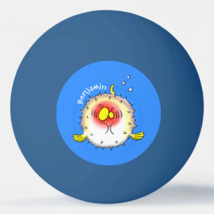Funny puffer fish porcupine fish cartoon ping pong ball