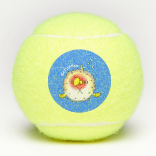 Funny puffer fish porcupine fish cartoon tennis balls