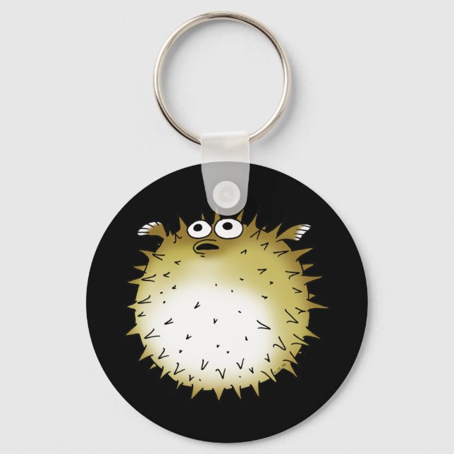 funny pufferfish cartoon key ring (Front)