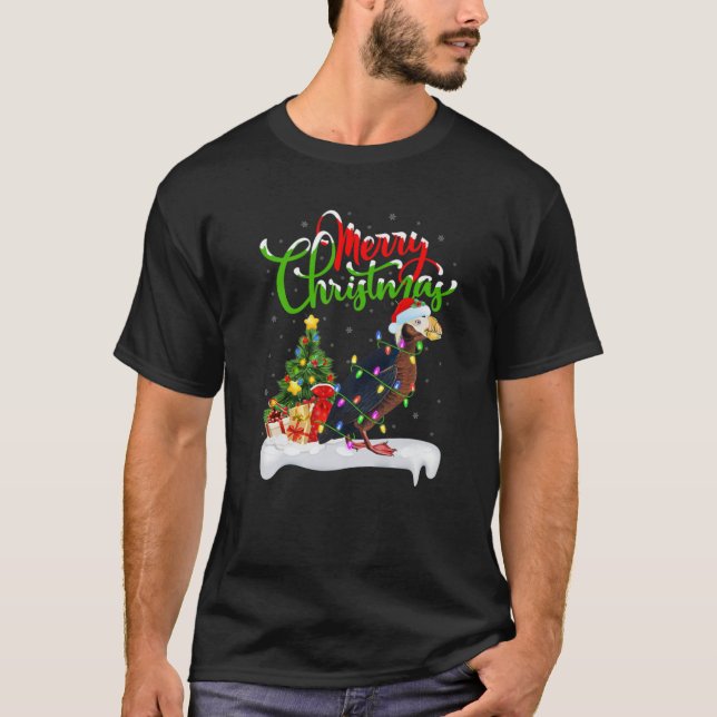Funny Puffin Bird Lover Xmas Lighting Puffin Chris T-Shirt (Front)