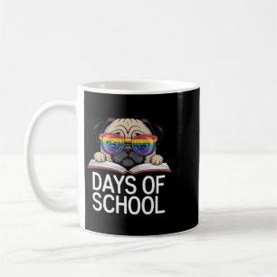 Funny Pug 100 Days Of School Rainbow Gles Teacher Coffee Mug