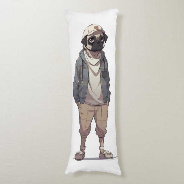 Funny Pug Anime  Body Cushion (Front Vertical)