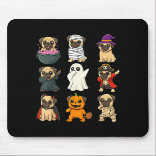 Funny Pug Breed Pet Halloween Pumpkins Halloween Mouse Pad