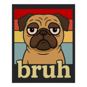 Funny Pug Bruh Silly Puppy Dog Lover Humour Poster