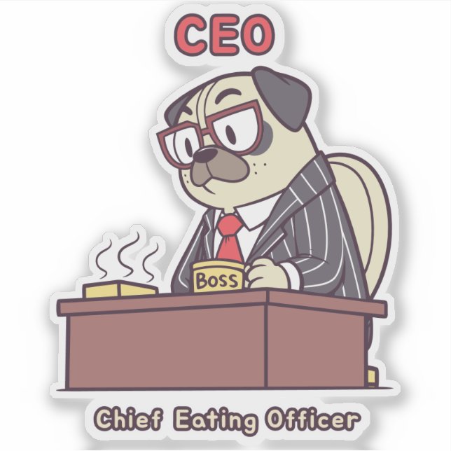 Funny Pug CEO - Chief Eating Officer Office Humor  (Front)