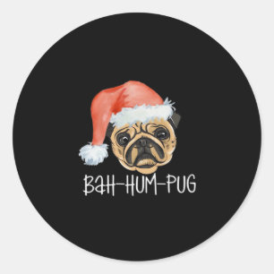 Funny Pug Christmas Dog Mom Dad Pajamas Oversized  Classic Round Sticker