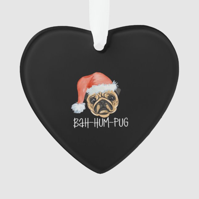 Funny Pug Christmas Dog Mom Dad Pajamas Oversized  Ornament (Front)