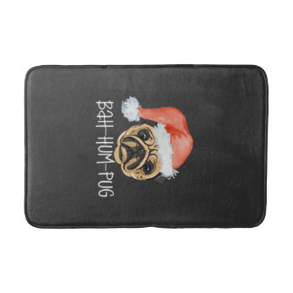 Funny Pug Christmas Dog Mum Dad Pyjamas Oversized  Bath Mat