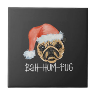 Funny Pug Christmas Dog Mum Dad Pyjamas Oversized Ceramic Tile