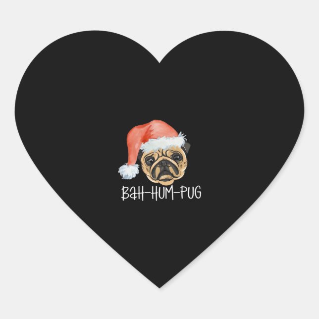 Funny Pug Christmas Dog Mum Dad Pyjamas Oversized  Heart Sticker (Front)