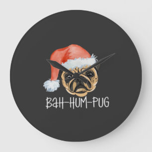 Funny Pug Christmas Dog Mum Dad Pyjamas Oversized Large Clock