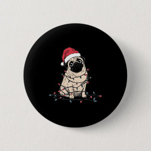 Funny Pug Christmas Graphics Dog Lights Lover Owne 6 Cm Round Badge