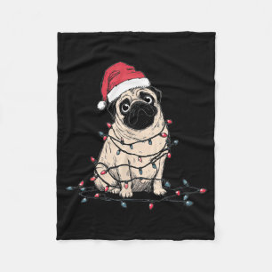 Funny Pug Christmas Graphics Dog Lights Lover Owne Fleece Blanket