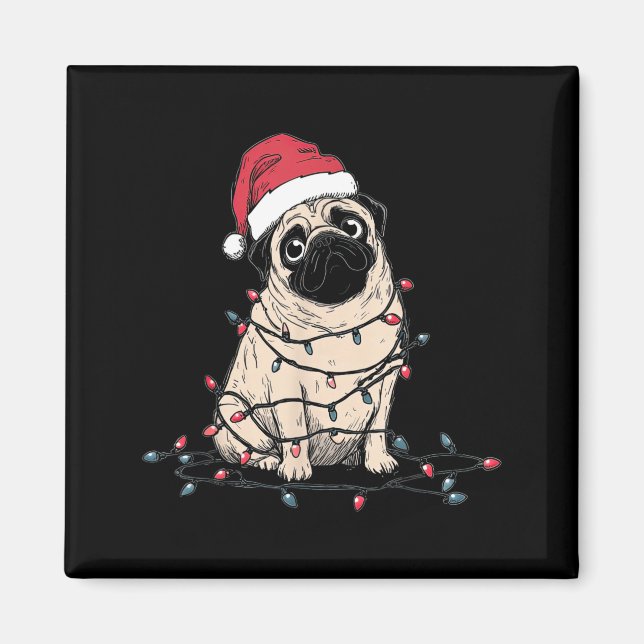 Funny Pug Christmas Graphics Dog Lights Lover Owne Magnet (Front)