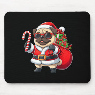 Funny Pug Christmas Santa Outfit Xmas Mom Dad Kids Mouse Pad