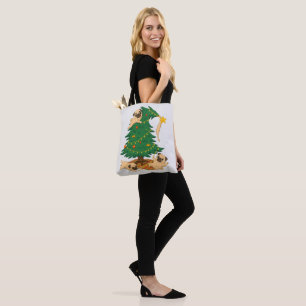 Funny Pug Christmas Tree Chaos Gift Tote Bag