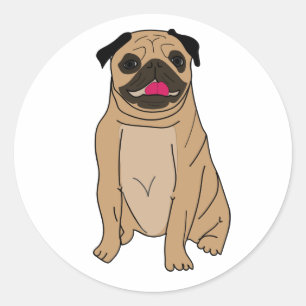 Funny Pug Cute Puppy Dog Mum Hello Love Classic Round Sticker