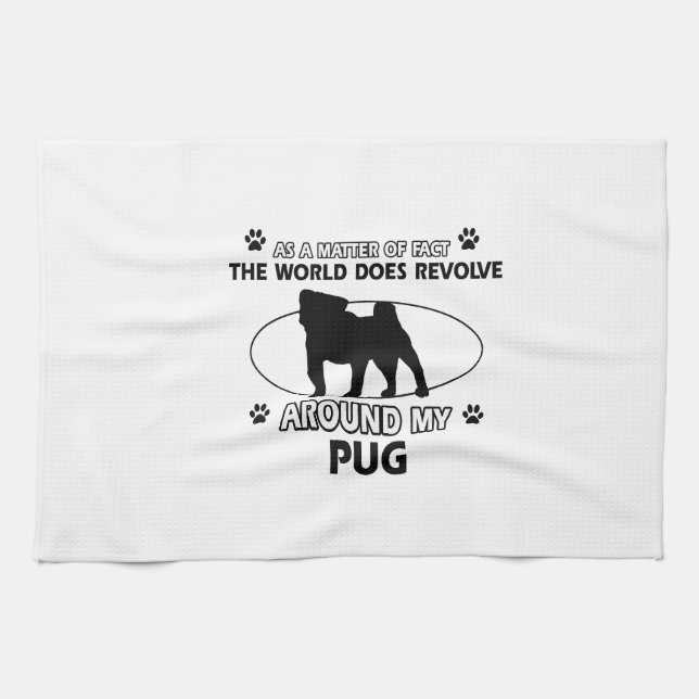 Funny Pug designs Tea Towel (Horizontal)