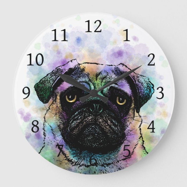 Funny Pug dog 156 Large Clock (Front)