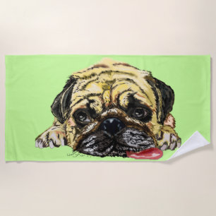 Funny Pug Dog Beach Towel