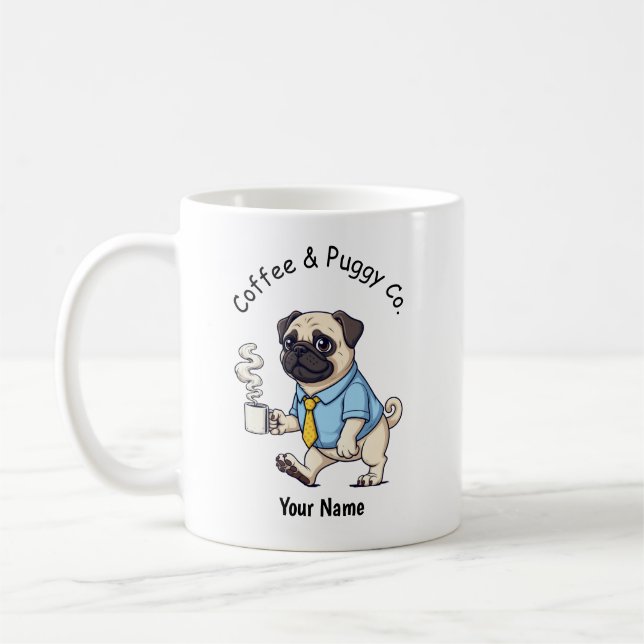 Funny Pug Dog Business Suit Coffee  Mug (Left)
