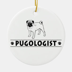 Funny Pug Dog Ceramic Tree Decoration