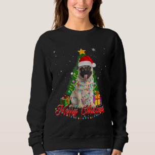 Funny Pug Dog Christmas Tee Santa Christmas Lights