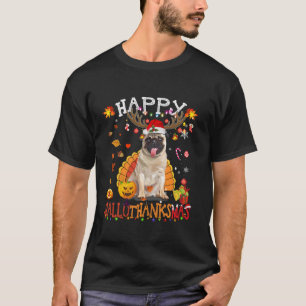 Funny Pug Dog Halloween Christmas Dog Happy Hallot T-Shirt