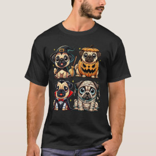 Funny Pug Dog Halloween Costume Boys Girls Kids T-Shirt