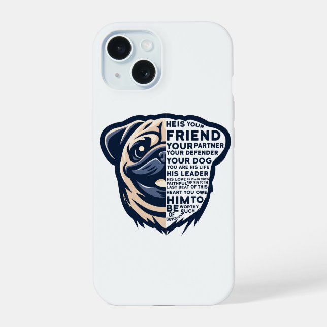 Funny Pug Dog iPhone 15 Case (Back)