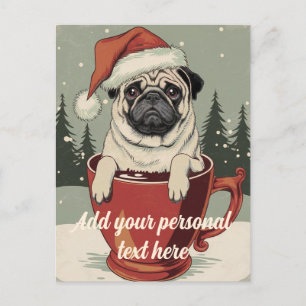 Funny Pug Dog Lover Christmas  Postcard