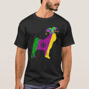 Funny Pug Dog Mardi Gras Party Mask Beads Dog T-Shirt