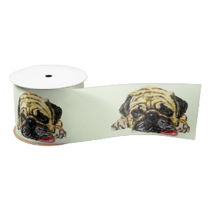 Funny Pug Dog Ribbon Satin Ribbon