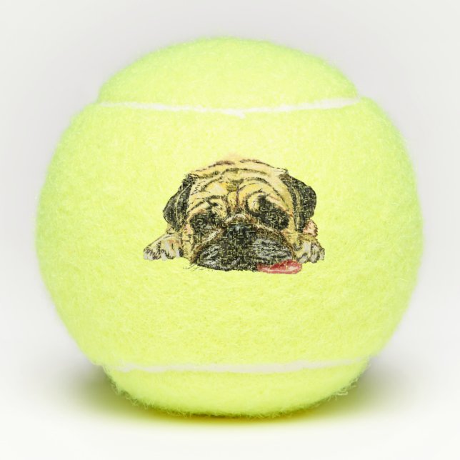 Funny Pug Dog Tennis Balls (Front)