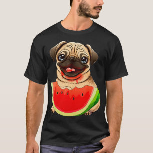 Funny Pug Dog Watermelon Slice Summer Vacation Kid T-Shirt