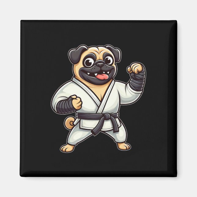 Funny Pug Doing Karate Martial Arts  Magnet (Front)