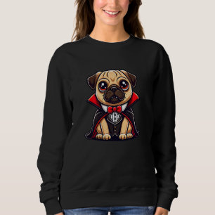 Funny Pug Dracula Vampire Dog Halloween Costume Bo Sweatshirt
