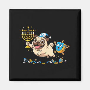Funny Pug Dreidel Menorah Hanukkah Kids Womens Men Magnet