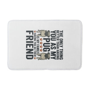 Funny Pug Family Friend Vintage Engraving Shirt De Bath Mat
