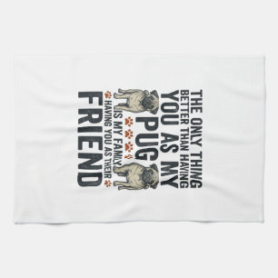 Funny Pug Family Friend Vintage Engraving Shirt De Tea Towel