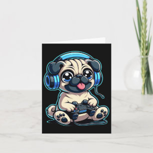 Funny Pug Gamer Dog Gaming Pug Pugs Video Game 1  Card