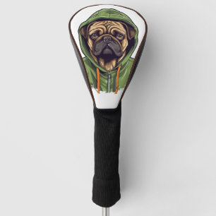Funny Pug Green Hoodie Golf Driver Head Cover