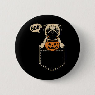 Funny Pug Halloween Cute Pug Dog Pocket Boo Trick 6 Cm Round Badge