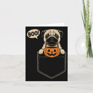 Funny Pug Halloween Cute Pug Dog Pocket Boo Trick  Card