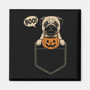 Funny Pug Halloween Cute Pug Dog Pocket Boo Trick  Magnet