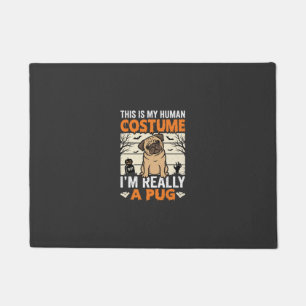 Funny Pug Halloween Human Costume Design Doormat
