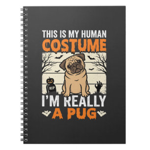 Funny Pug Halloween Human Costume Design Notebook