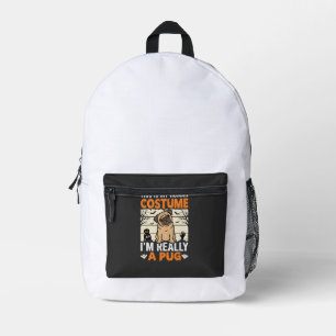 Funny Pug Halloween Human Costume Design Printed Backpack