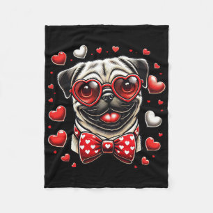 Funny Pug Heart Headnd Valentine Pug Womens Mens K Fleece Blanket